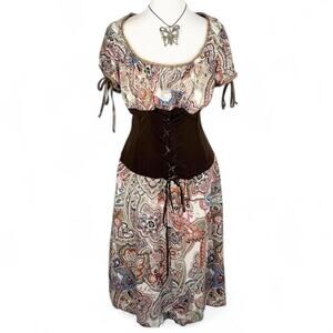 Vintage boho corset midi dress